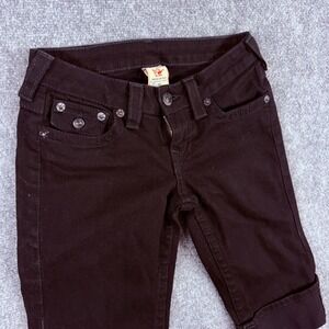 True Religion Women's Black Denim Capri Pants Size 26 Embellished Pockets